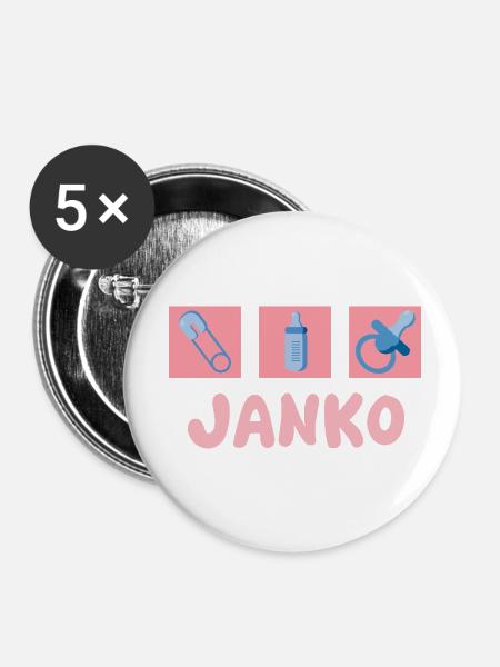 Schnuller Janko - Buttons klein 25 mm (5er Pack) - Weiß
