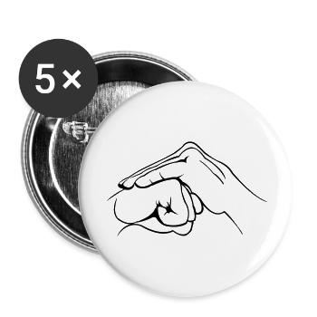 Poing de la main - Lot de 5 petits badges (25 mm) - blanc - Devant