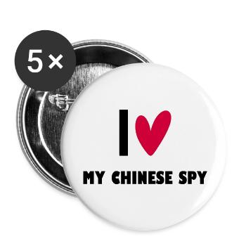 I Love My Chinese Spy - Lot de 5 petits badges (25 mm) - blanc - Devant