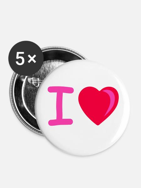 I heart - Buttons klein 25 mm (5er Pack) - Weiß