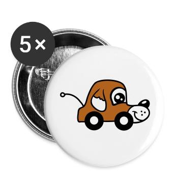 chien voiture jouet roues motrices télécommandées mignon - Lot de 5 petits badges (25 mm) - blanc - Devant