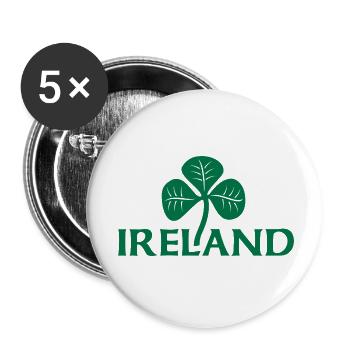Ireland and shamrock - Buttons small 1''/25 mm (5-pack) - white - Front