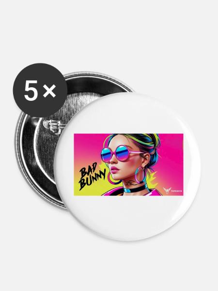 Bad Bunny Model Girl - Buttons klein 25 mm (5er Pack) - Weiß