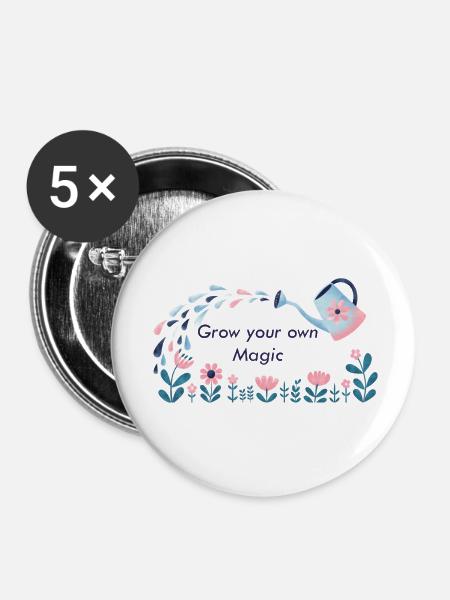MAGIC GARDEN ohne Hintergrund - Buttons klein 25 mm (5er Pack) - Weiß