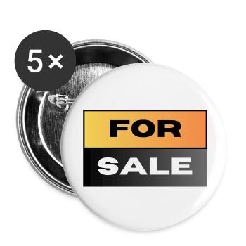 FOR SALE - Buttons klein 25 mm (5er Pack) - Weiß - Vorne