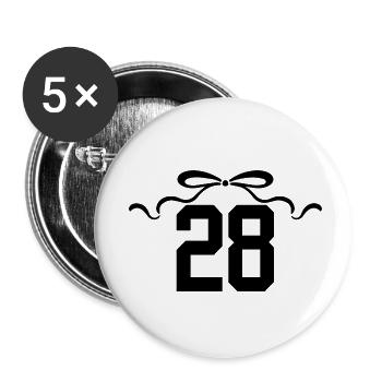 Number 28 Knot - 28th Anniversary - Buttons small 1''/25 mm (5-pack) - white - Front