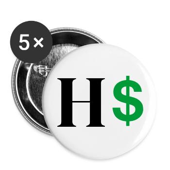 Buchstabe h Dollar - Buttons klein 25 mm (5er Pack) - Weiß - Vorne