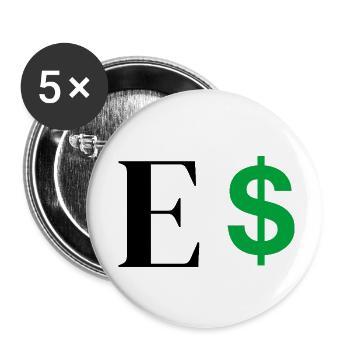 Buchstabe E Dollar - Buttons klein 25 mm (5er Pack) - Weiß - Vorne