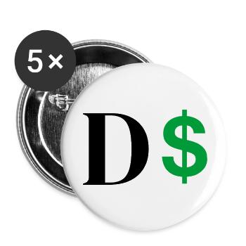 Dollar-Buchstabe - Buttons klein 25 mm (5er Pack) - Weiß - Vorne