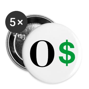 Letter o dollar - Buttons small 1''/25 mm (5-pack) - white - Front