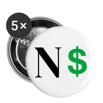 Buchstabe n Dollar - Buttons klein 25 mm (5er Pack) - Weiß - Vorne