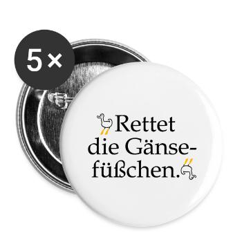Rettet die Gänsefüßchen! - Buttons klein 25 mm (5er Pack) - Weiß - Vorne