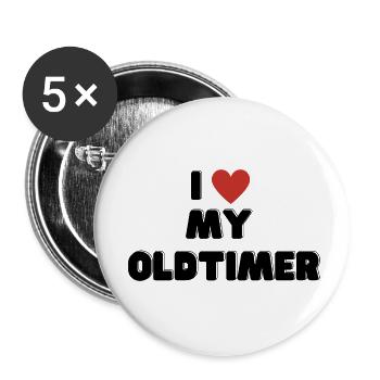I love my Oldtimer - Buttons small 1''/25 mm (5-pack) - white - Front