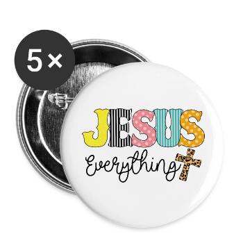 All Jesus - Buttons small 1''/25 mm (5-pack) - white - Front