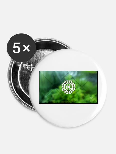 THC Cannabis - Buttons klein 25 mm (5er Pack) - Weiß
