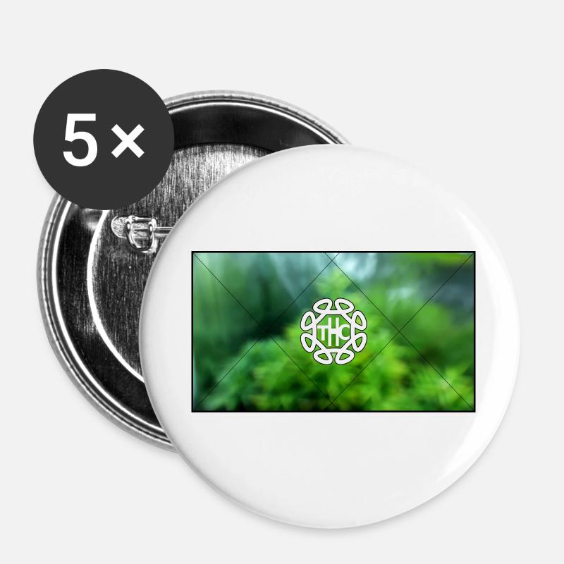 THC Cannabis - Buttons klein 25 mm (5er Pack) - Weiß