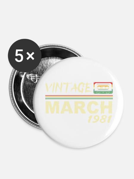 März 1981 - März 1981 - Buttons klein 25 mm (5er Pack) - Weiß