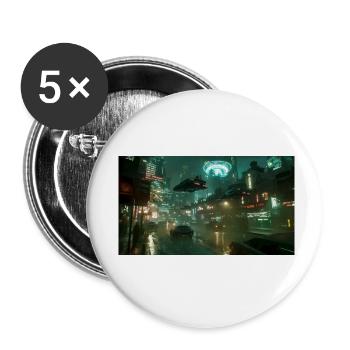 Cyberpunk City - Buttons small 1''/25 mm (5-pack) - white - Front