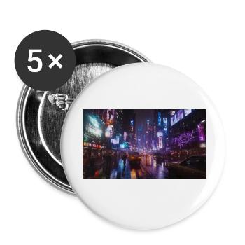 Cyberpunk City2 - Buttons small 1''/25 mm (5-pack) - white - Front