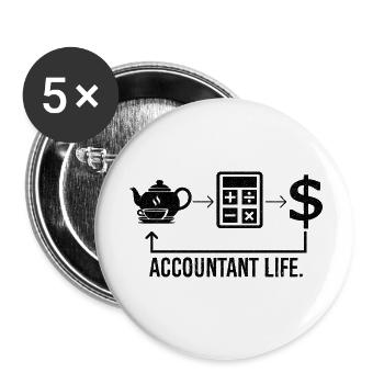 Accountant Life - Buttons small 1''/25 mm (5-pack) - white - Front