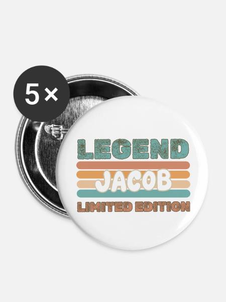 Jacob als Vorname - Buttons klein 25 mm (5er Pack) - Weiß