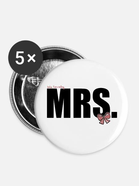 his lovely Mrs - Buttons klein 25 mm (5er Pack) - Weiß