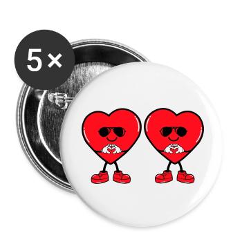 Heart Comic 2 - Buttons small 1''/25 mm (5-pack) - white - Front