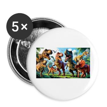 Dinoland - das coole Design für Dinoliebhaber - Buttons klein 25 mm (5er Pack) - Weiß - Vorne