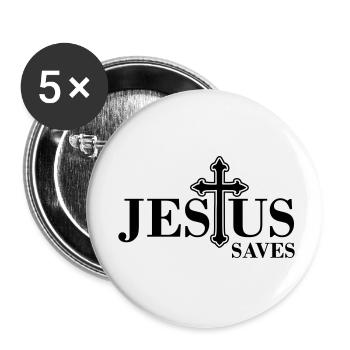 Jésus sauve - Lot de 5 petits badges (25 mm) - blanc - Devant
