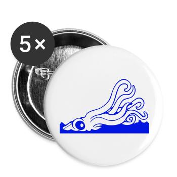 Octopus Water Surface Tentacle Attack Sea Monster - Buttons small 1''/25 mm (5-pack) - white - Front