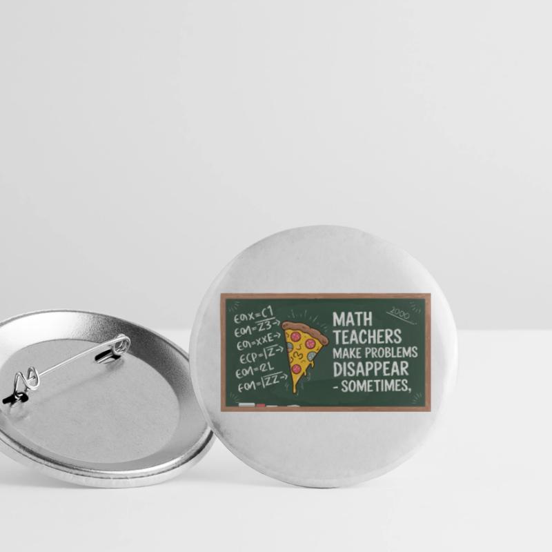 Funny Math Teacher Design Pizza & Problem Solving Buttons small 1''/25 mm (5-pack)