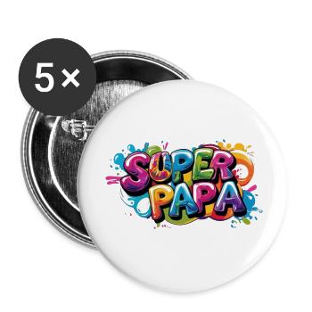 Chemise superdad cool dans le style graffiti pour les pères - Lot de 5 petits badges (25 mm) - blanc - Devant