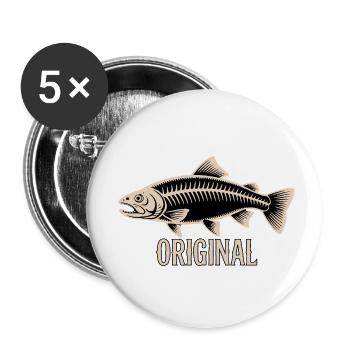 POISSON ORIGINAL - Lot de 5 petits badges (25 mm) - blanc - Devant