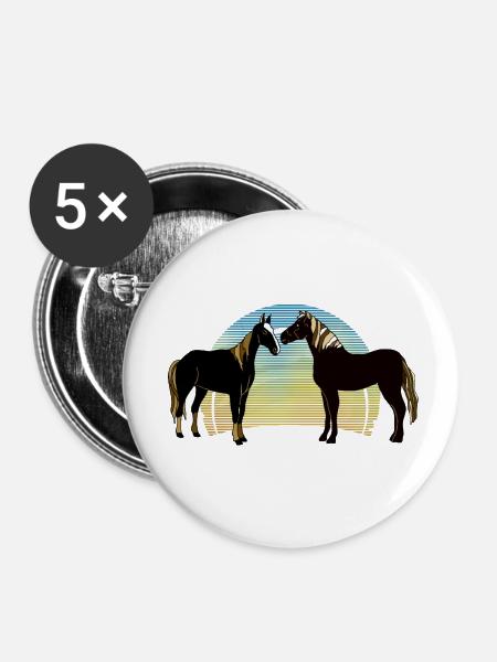 Pferde - Buttons klein 25 mm (5er Pack) - Weiß