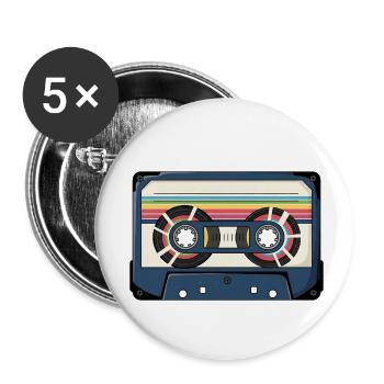 Retro Cassette Sticker - Buttons small 1''/25 mm (5-pack) - white - Front