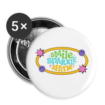 Colourful Retro Smile Text Design - Buttons small 1''/25 mm (5-pack) - white - Front