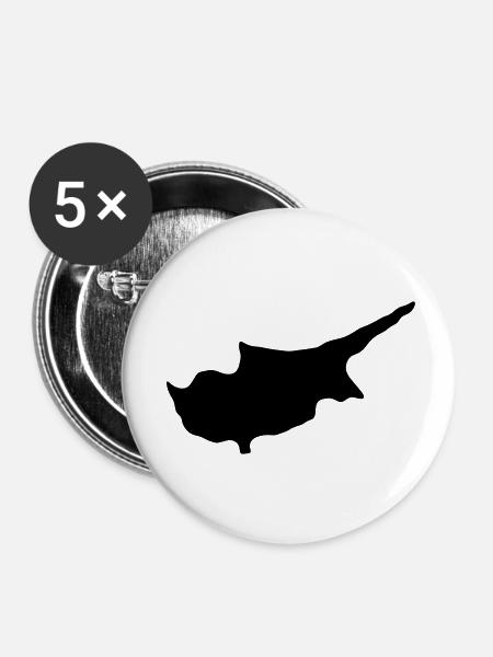 Zypern - Buttons klein 25 mm (5er Pack) - Weiß