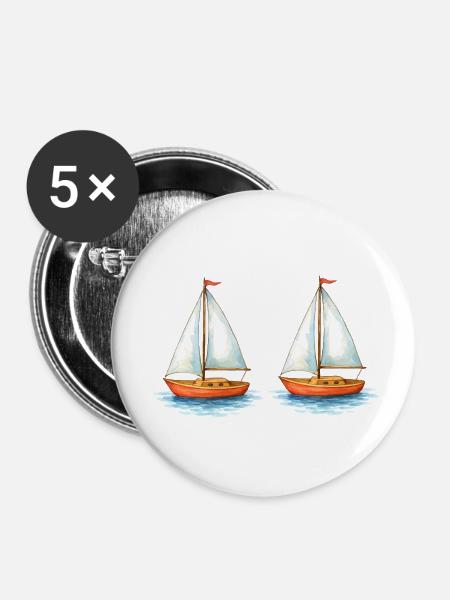 segelboote - Buttons klein 25 mm (5er Pack) - Weiß