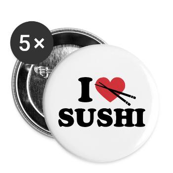 Ich liebe Sushi-Food-Liebhaber-Zitat - Buttons klein 25 mm (5er Pack) - Weiß - Vorne