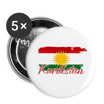 Kurdish flag with Kurdistan Kurds - Buttons small 1''/25 mm (5-pack) - white - Front