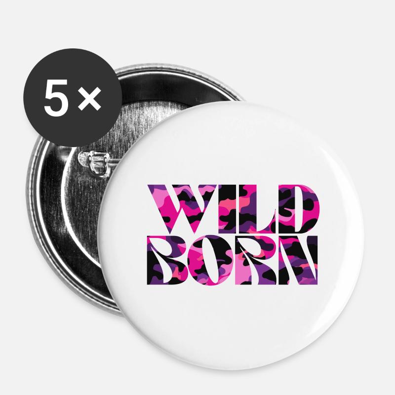 Camouflage Pink World Message Design - Buttons small 1''/25 mm (5-pack) - white