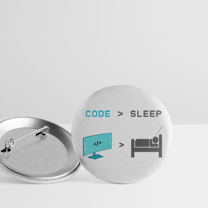 Code vs Veille : codeur en mode veille Lot de 5 petits badges (25 mm)
