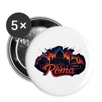 Rom Roma Hauptstadt Italien Silhouette Geschenk - Buttons klein 25 mm (5er Pack) - Weiß - Vorne