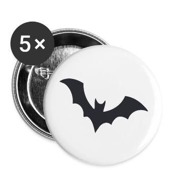 Silhouette einer nachtaktiven Fledermaus - Buttons klein 25 mm (5er Pack) - Weiß - Vorne