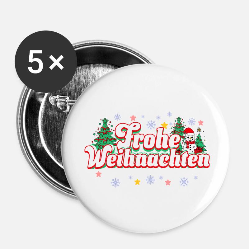 Merry Christmas - Buttons small 1''/25 mm (5-pack) - white