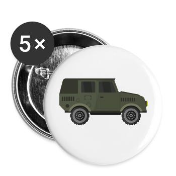 Militär-Jeep - Buttons klein 25 mm (5er Pack) - Weiß - Vorne