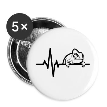 Caméléon dans le battement de cœur – motif lézard - Lot de 5 petits badges (25 mm) - blanc - Devant
