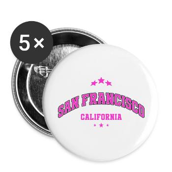 Ville du design d’estampes de San Francisco, Californie - Lot de 5 petits badges (25 mm) - blanc - Devant
