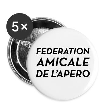 Fédération Amicale de l'Apéro - Buttons small 1''/25 mm (5-pack) - white - Front