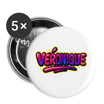 Graffiti Prénom Véronique imprimable sur tout ! - Lot de 5 petits badges (25 mm) - blanc - Devant